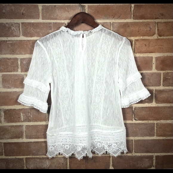 Anthropologie-Mattie Lace Embroidered Ruffled Top - Picture 3 of 15